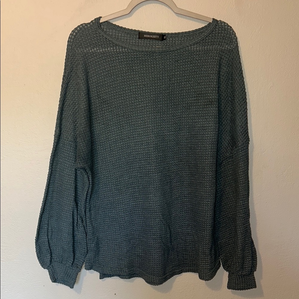 Merokeety Textured Teal Sweater